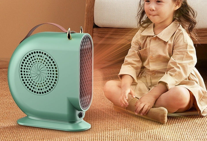 Olive green small fan heater with handle