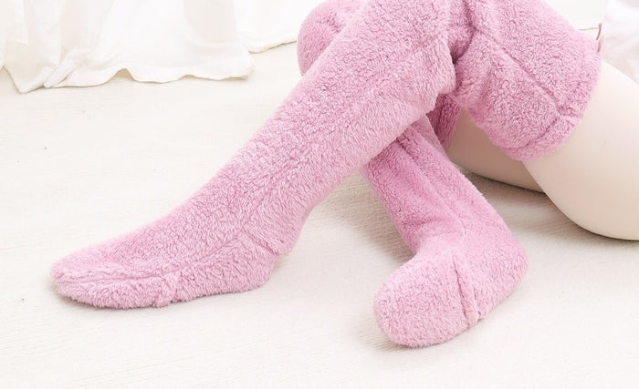 Cosycombe Over the Knee Plush Leg Warmers with Drawstring