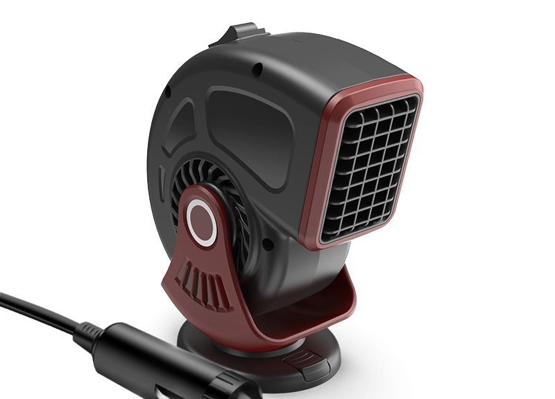 Black portable car heater on dashboard