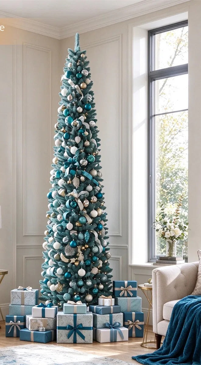 Tall frosted silver-green pencil tree
