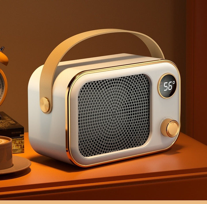 Retro radio style fan heater in orange