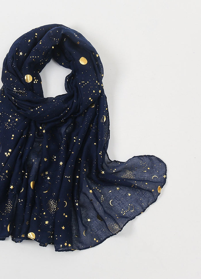 Cosycombe Star and Moon Print Scarf with Gold Foil