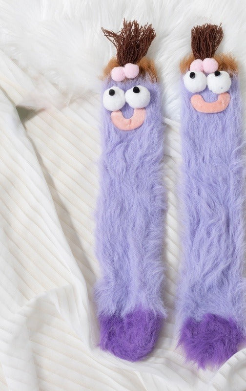 Cosycombe Fluffy Monster Socks with Funny Faces