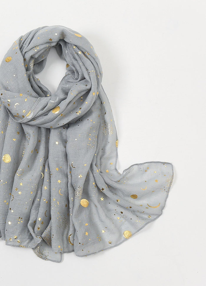 Cosycombe Star and Moon Print Scarf with Gold Foil