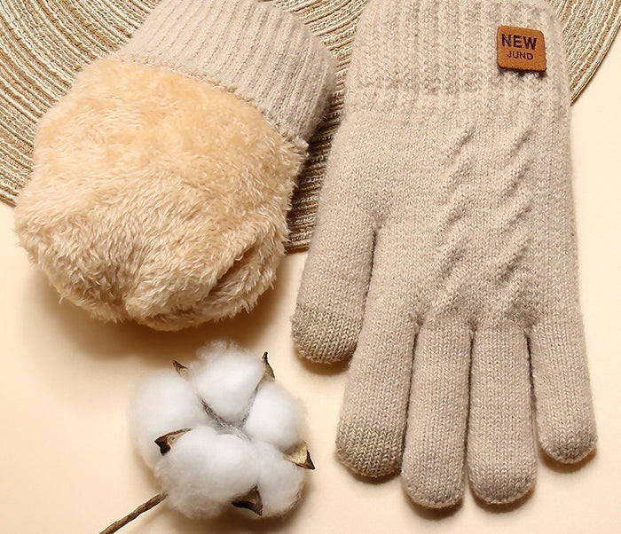 Cosycombe Cable Knit Gloves with Double Plush Lining