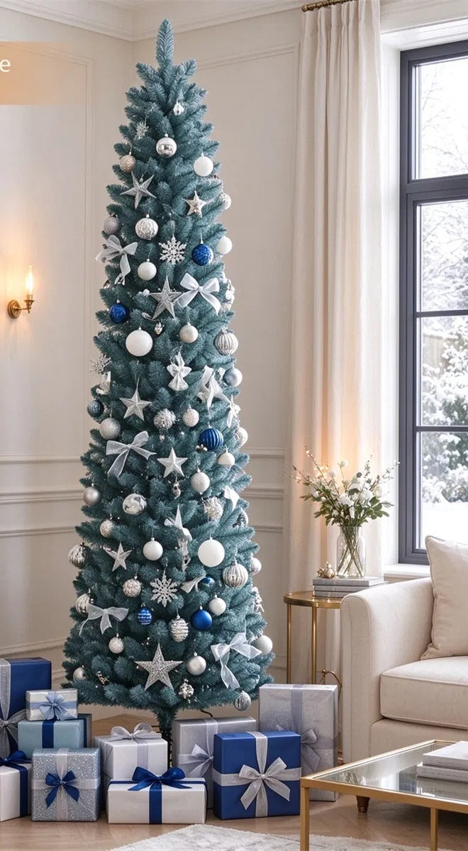 Slim frosted silver-green pencil tree