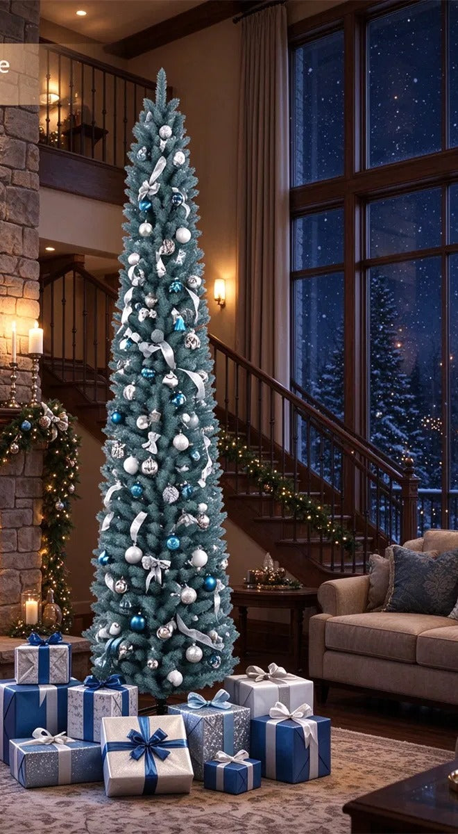 Tall frosted silver-green pencil tree
