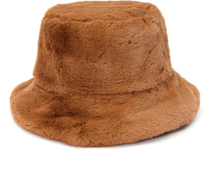 Fluffy cow print faux fur bucket hat