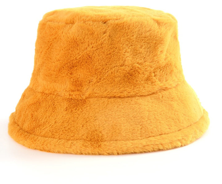 Fluffy cow print faux fur bucket hat