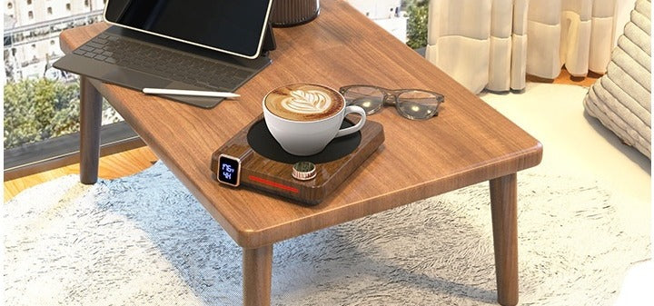 Walnut electric mug warmer with display