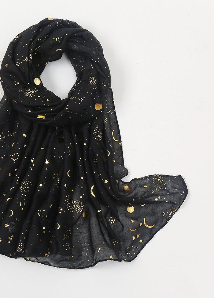 Cosycombe Star and Moon Print Scarf with Gold Foil