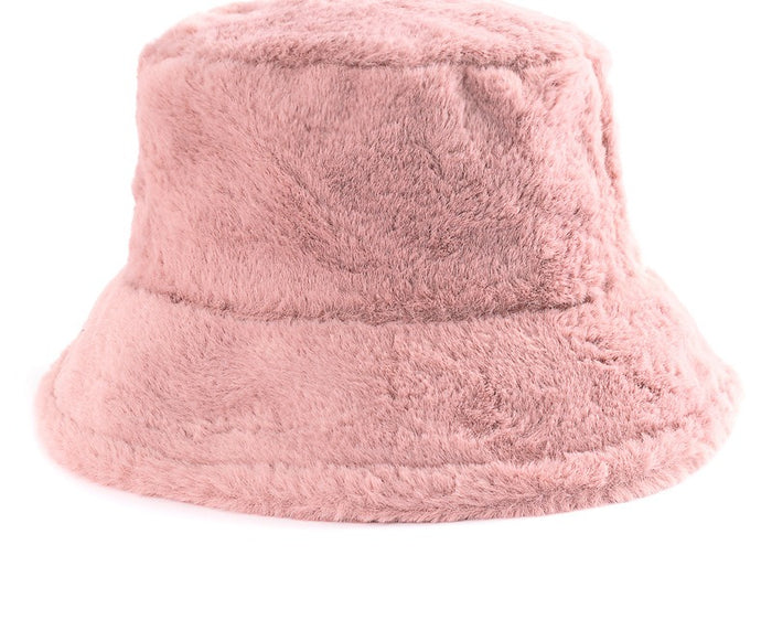 Cosycombe Fluffy Faux Fur Bucket Hat in Bold Prints
