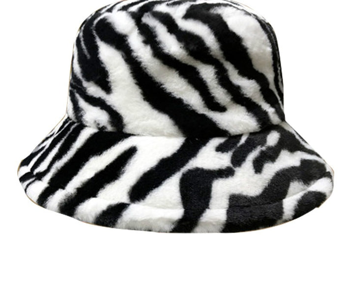 Cosycombe Fluffy Faux Fur Bucket Hat in Bold Prints