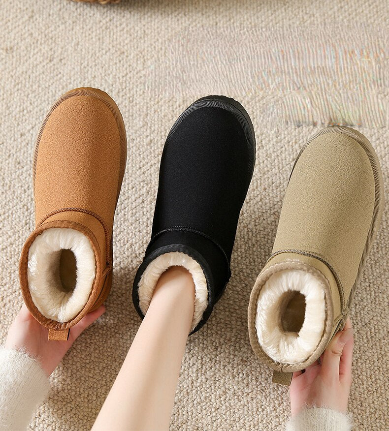 Cosycombe™ Suede Ankle Boots with Warm Faux Fur Lining