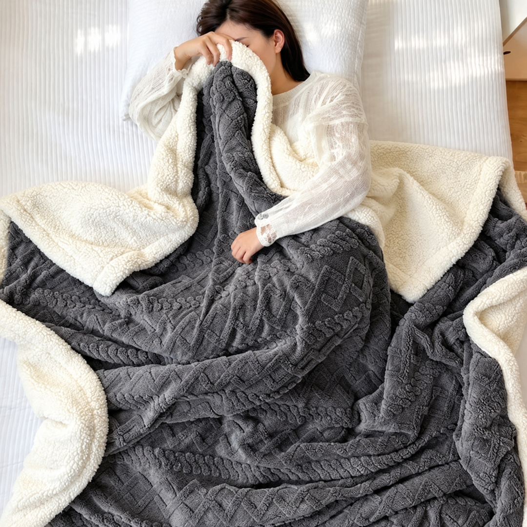 Cosycombe™ Reversible Sherpa Fleece Blanket, Warm Without the Weight
