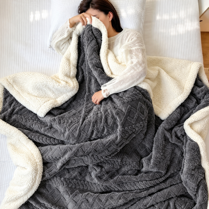 Cosycombe™ Reversible Sherpa Fleece Blanket, Warm Without the Weight