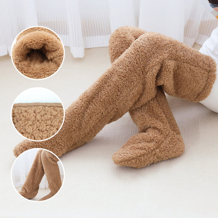 Cosycombe™ Fluffy Knee-High Leg Warmer Socks with Open-Toe Design