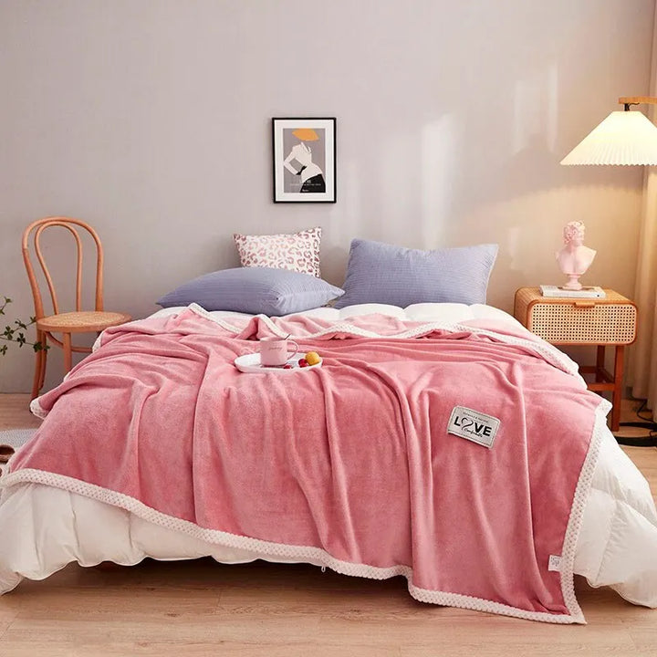 Cosycombe™ Ultra-Soft Lightweight Flannel Fleece Throw in Pink