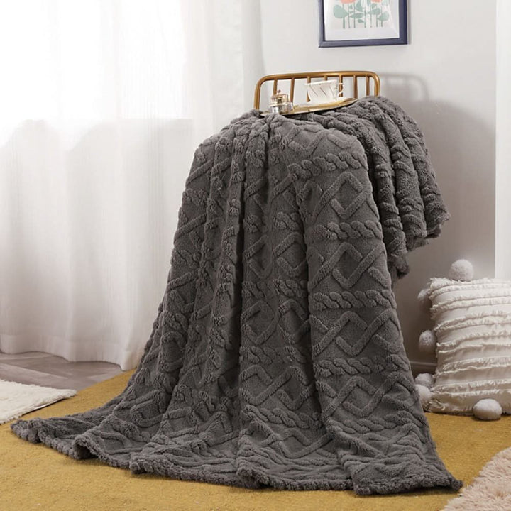 Cosycombe™ Lightweight 3D Textured Fleece Blanket for Sofa, Bed &amp; Travel