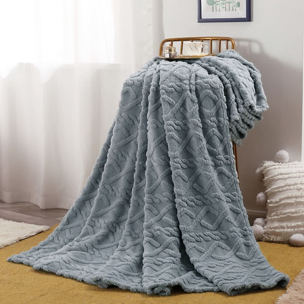 Cosycombe™ Lightweight 3D Textured Fleece Blanket for Sofa, Bed &amp; Travel