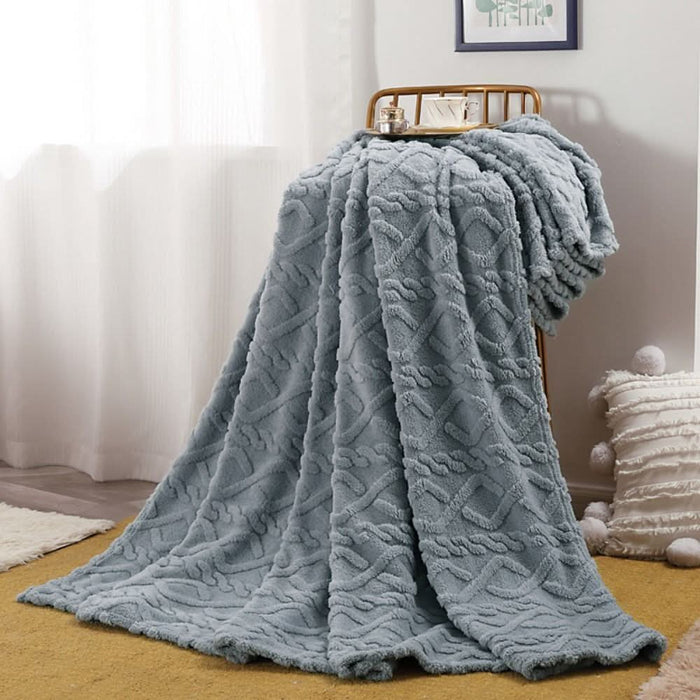 Cosycombe™ Lightweight 3D Textured Fleece Blanket for Sofa, Bed & Travel