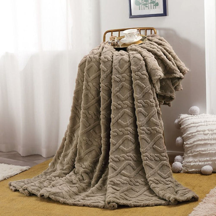 Cosycombe™ Lightweight 3D Textured Fleece Blanket for Sofa, Bed & Travel