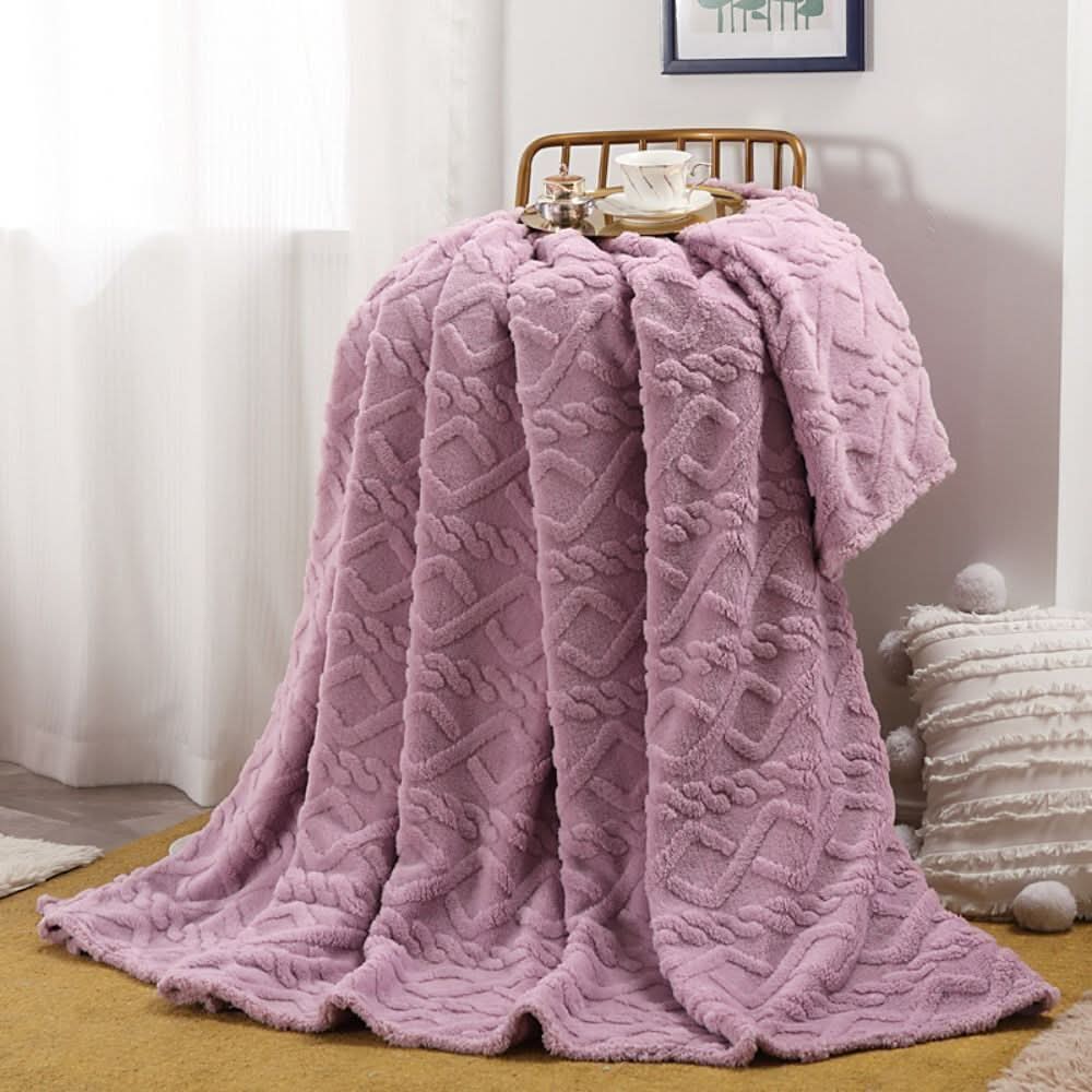 Cosycombe™ Lightweight 3D Textured Fleece Blanket for Sofa, Bed &amp; Travel