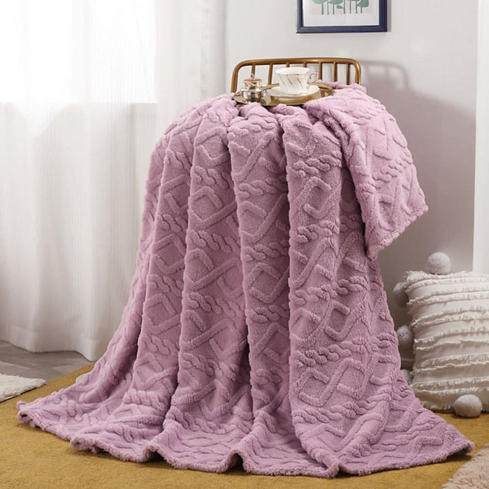 Cosycombe™ Lightweight 3D Textured Fleece Blanket for Sofa, Bed & Travel