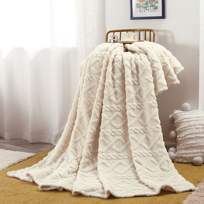 Cosycombe™ Lightweight 3D Textured Fleece Blanket for Sofa, Bed & Travel