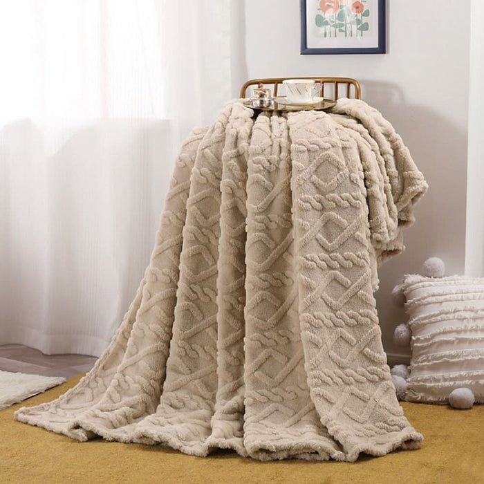 Cosycombe™ Lightweight 3D Textured Fleece Blanket for Sofa, Bed & Travel