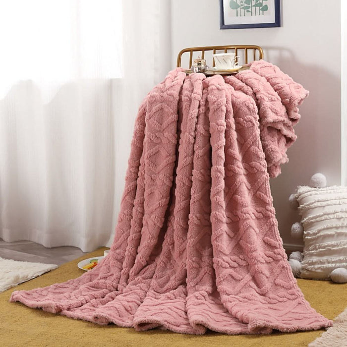 Cosycombe™ Lightweight 3D Textured Fleece Blanket for Sofa, Bed & Travel