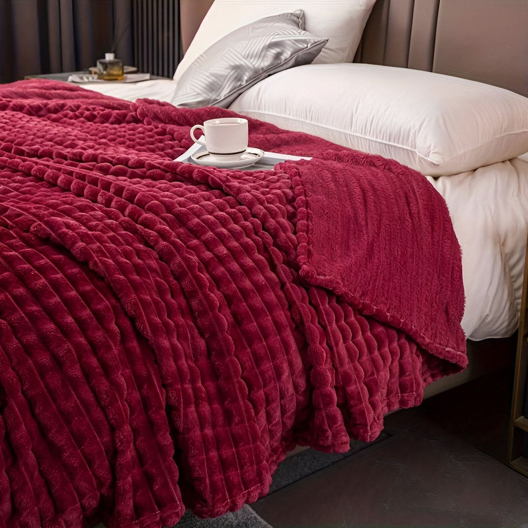 Cosycombe™ Textured Coral Fleece Blanket, Soft, Warm and Machine Washable