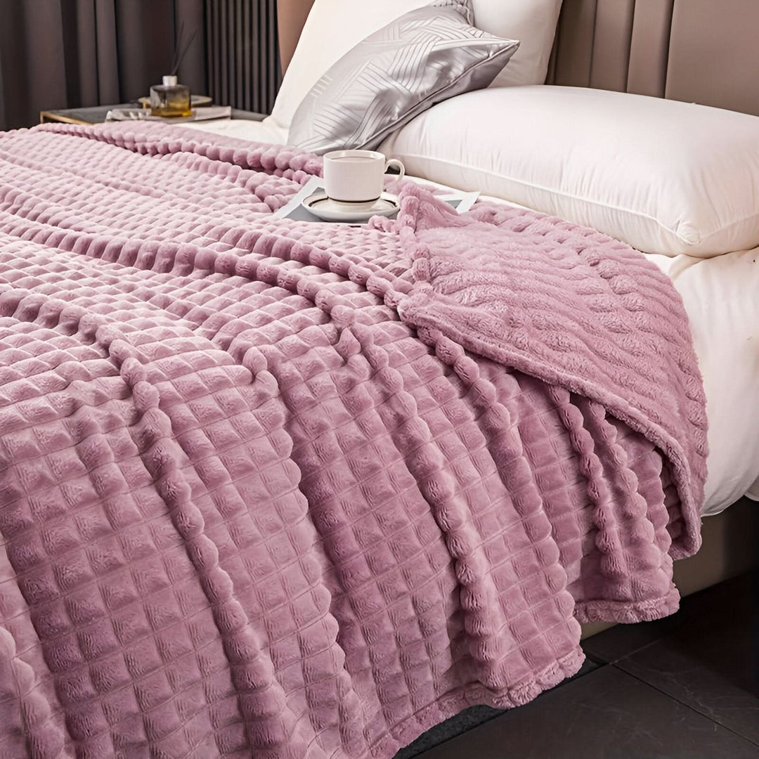 Cosycombe™ Textured Coral Fleece Blanket, Soft, Warm and Machine Washable