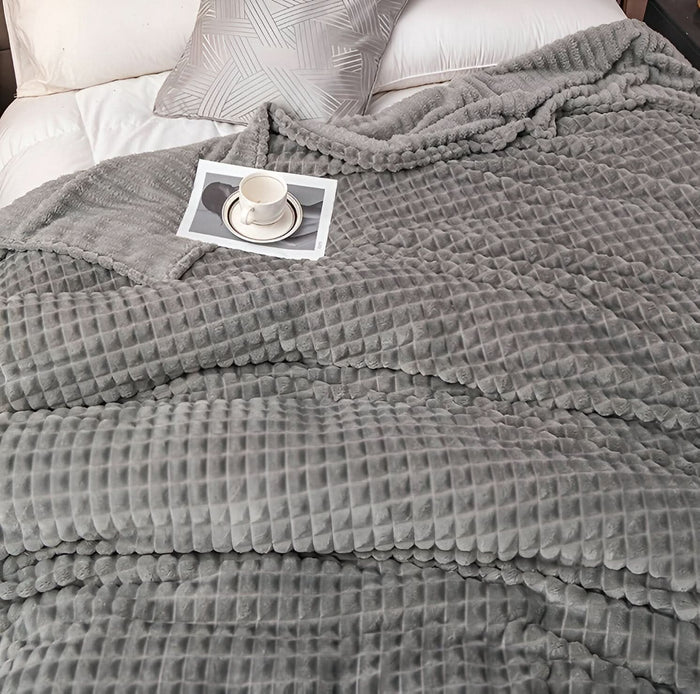 Cosycombe™ Textured Coral Fleece Blanket, Soft, Warm and Machine Washable