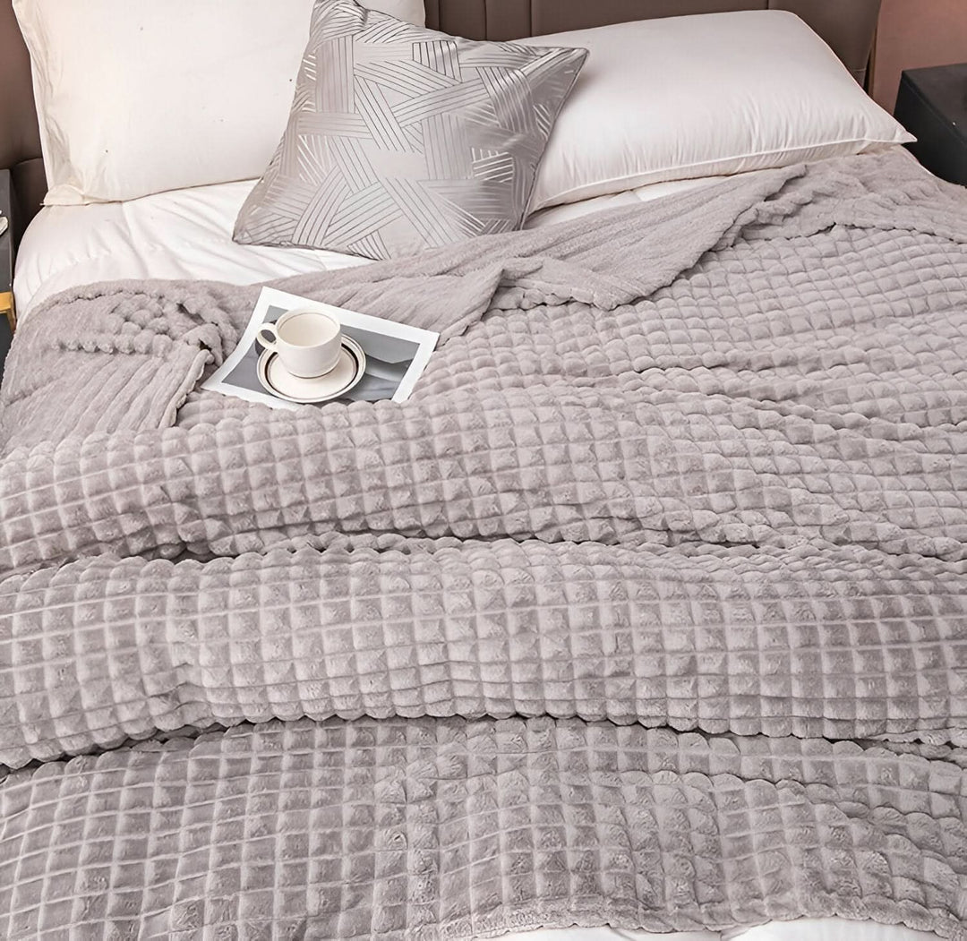 Cosycombe™ Textured Coral Fleece Blanket, Soft, Warm and Machine Washable