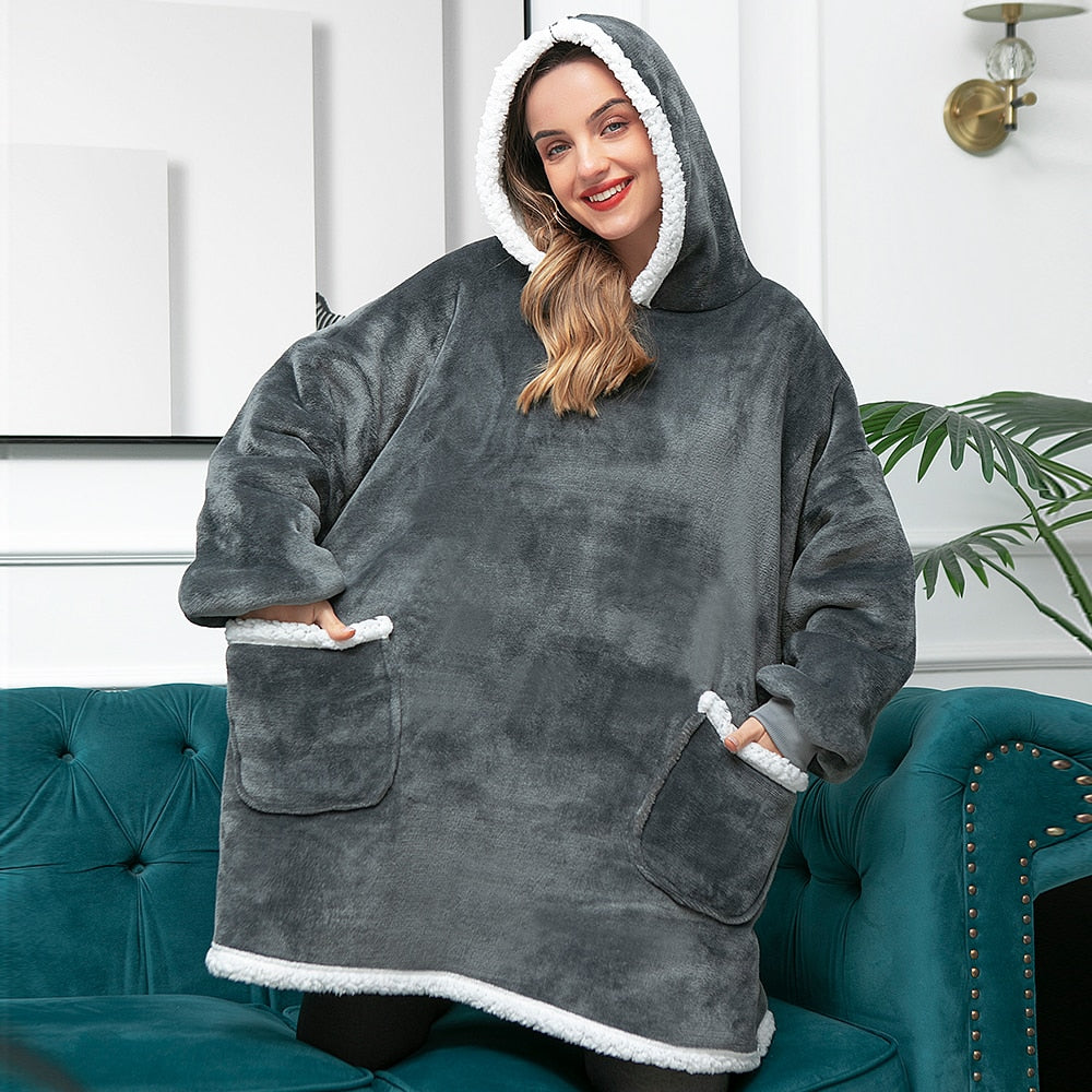 Cosycombe™ Fleece Hoodie Blanket with Big Hood and Pockets – One Size