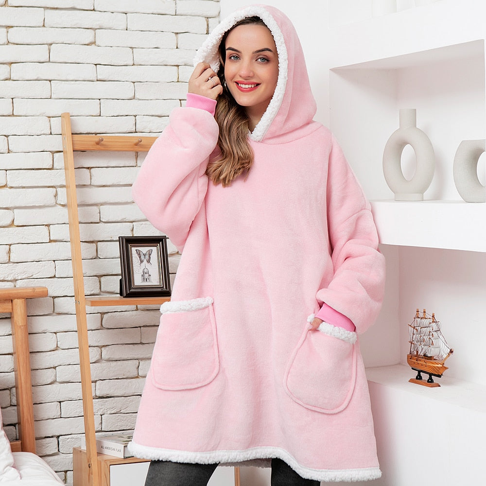 Cosycombe™ Fleece Hoodie Blanket with Big Hood and Pockets – One Size
