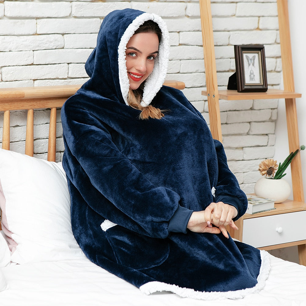 Cosycombe™ Fleece Hoodie Blanket with Big Hood and Pockets – One Size