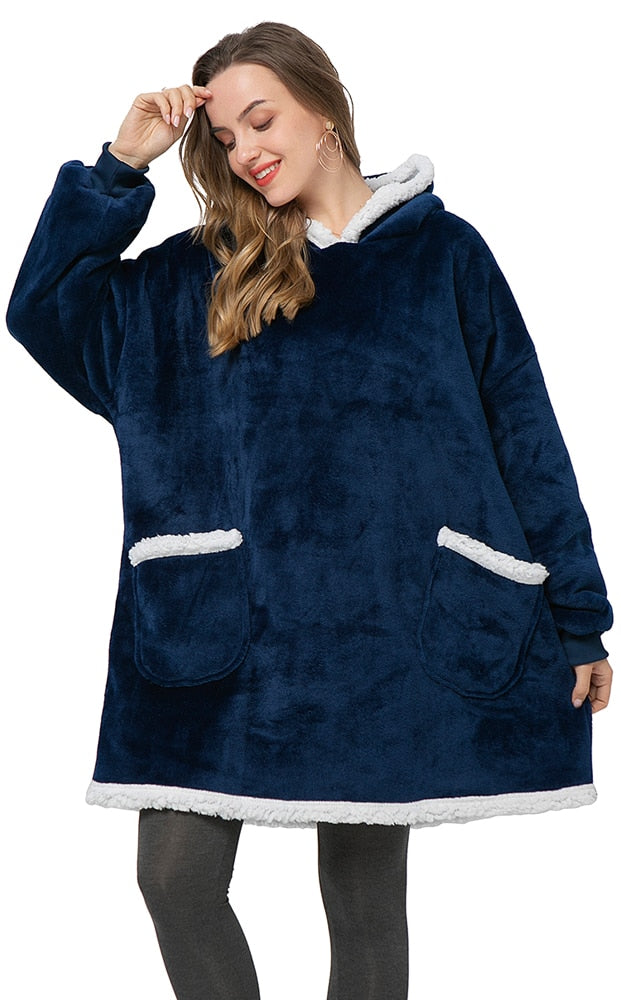 Cosycombe™ Fleece Hoodie Blanket with Big Hood and Pockets – One Size