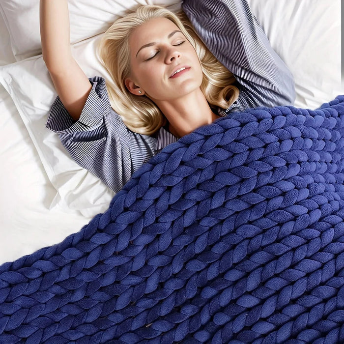 Cosycombe™ Handmade Chunky Knit Minky Blanket for Ultimate Warmth