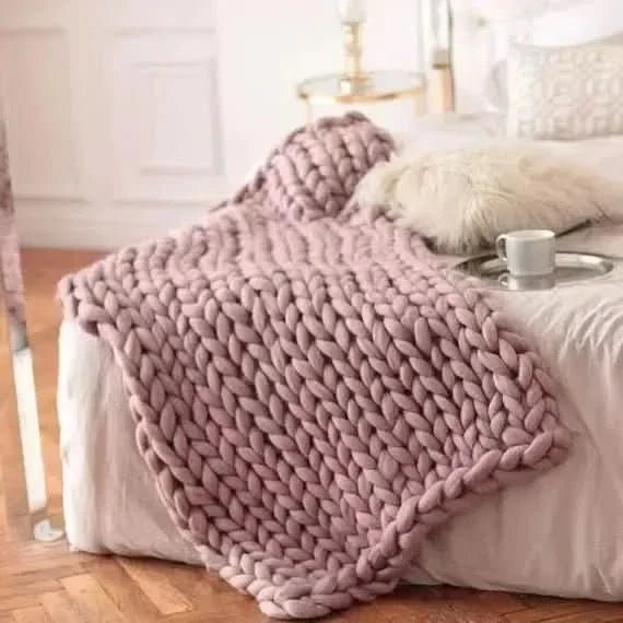 Cosycombe™ Handmade Chunky Knit Minky Blanket for Ultimate Warmth
