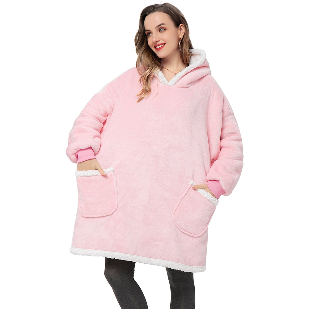 Cosycombe™ Fleece Hoodie Blanket with Big Hood and Pockets – One Size