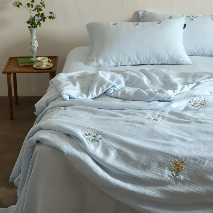 Cosycombe™ Embroidered Linen-Cotton Bedding Set That Breathes All Year
