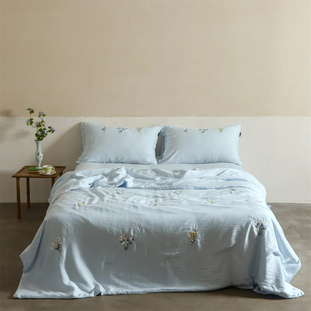 Cosycombe™ Embroidered Linen-Cotton Bedding Set That Breathes All Year