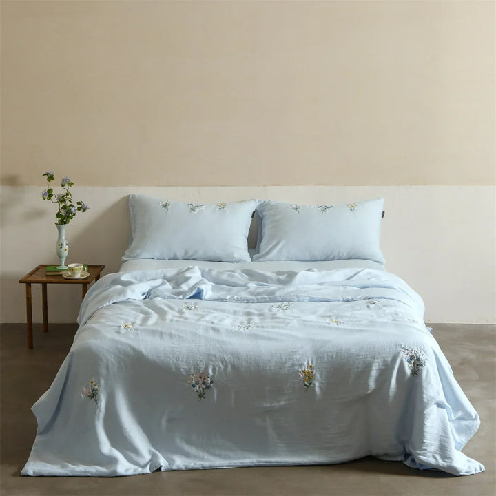 Cosycombe™ Embroidered Linen-Cotton Bedding Set That Breathes All Year