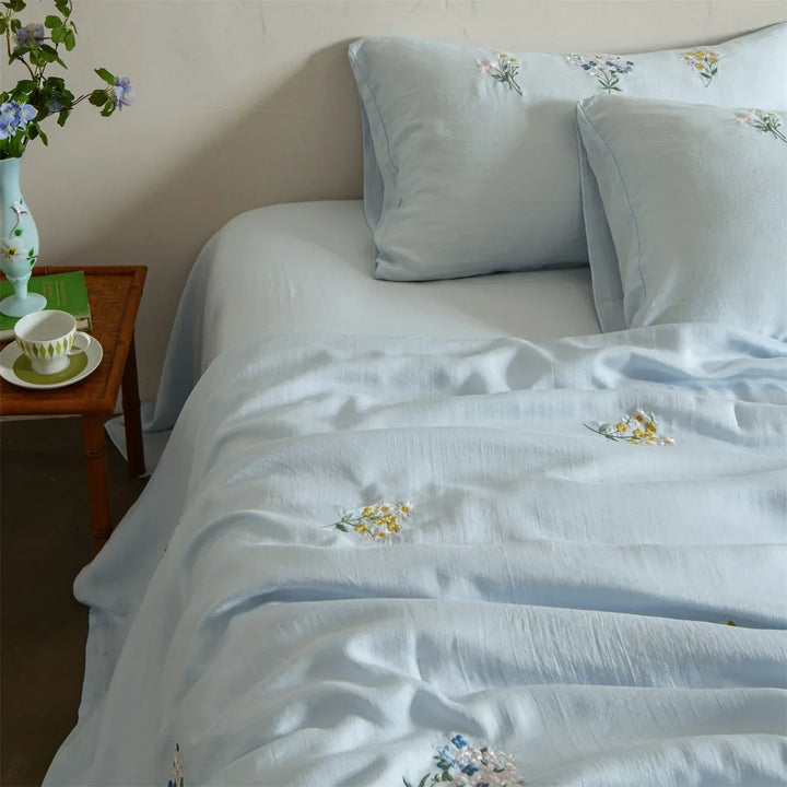 Cosycombe™ Embroidered Linen-Cotton Bedding Set That Breathes All Year