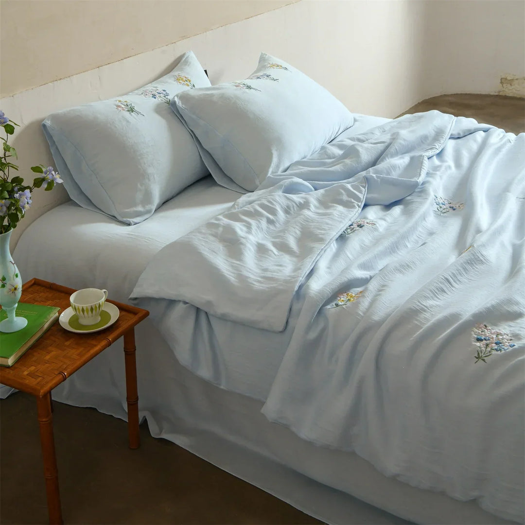 Cosycombe™ Embroidered Linen-Cotton Bedding Set That Breathes All Year