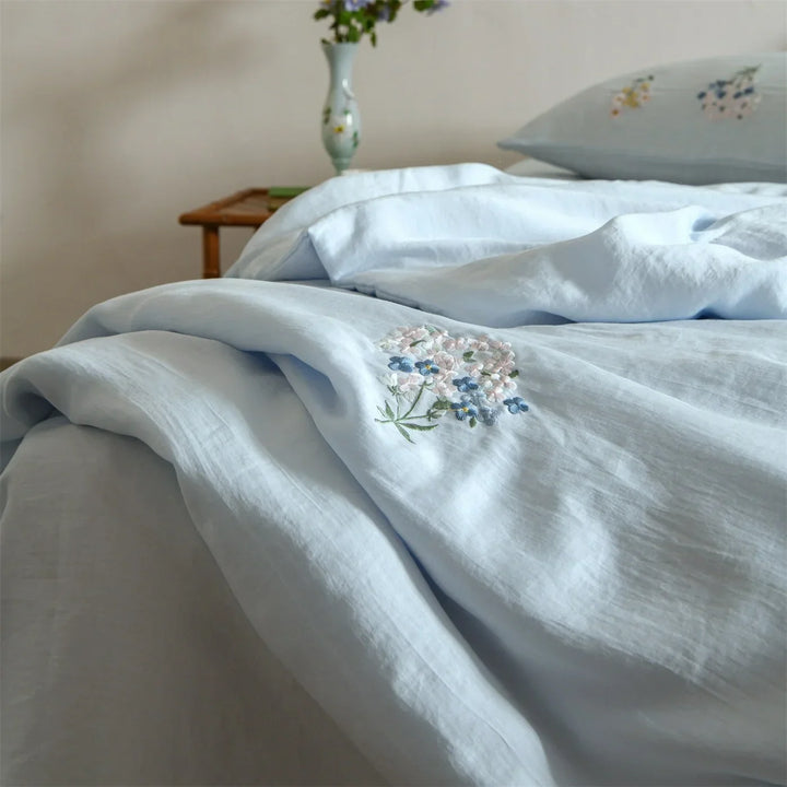 Cosycombe™ Embroidered Linen-Cotton Bedding Set That Breathes All Year