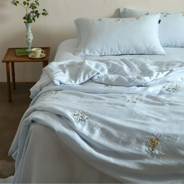 Cosycombe™ Embroidered Linen-Cotton Bedding Set That Breathes All Year