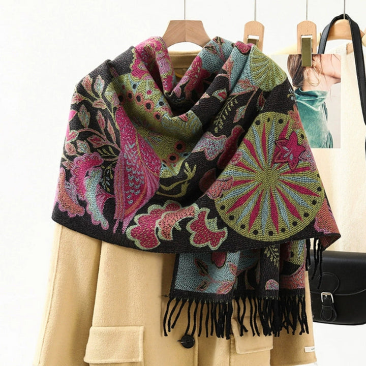 Cosycombe™ Ethnic Pattern Pashmina Shawl – Soft Oversized Wrap for Women
